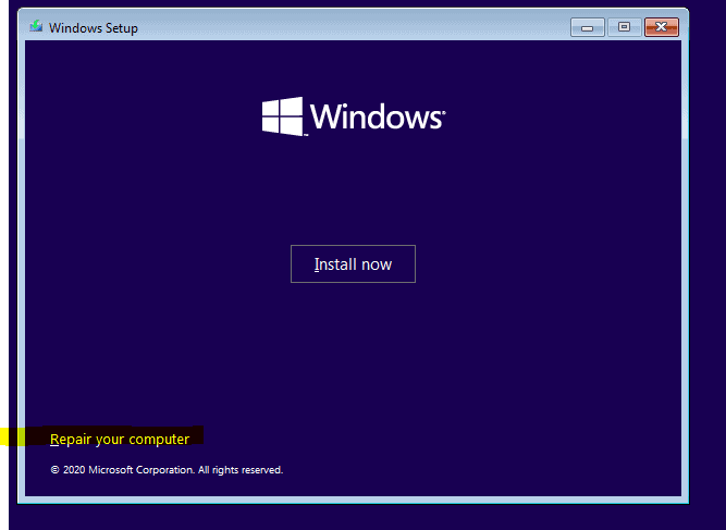 Windows PE repair computer