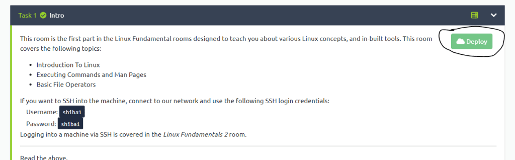 Linux Fundamentals deploy VM