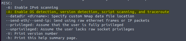 nmap -h