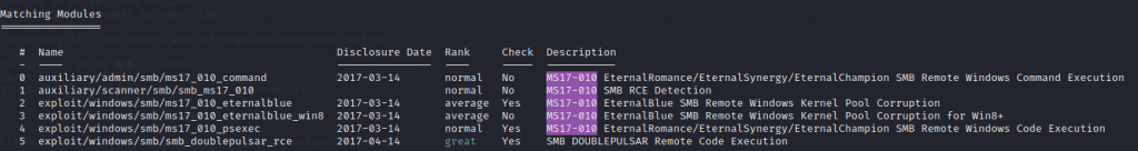 hackthebox Legacy with metasploit