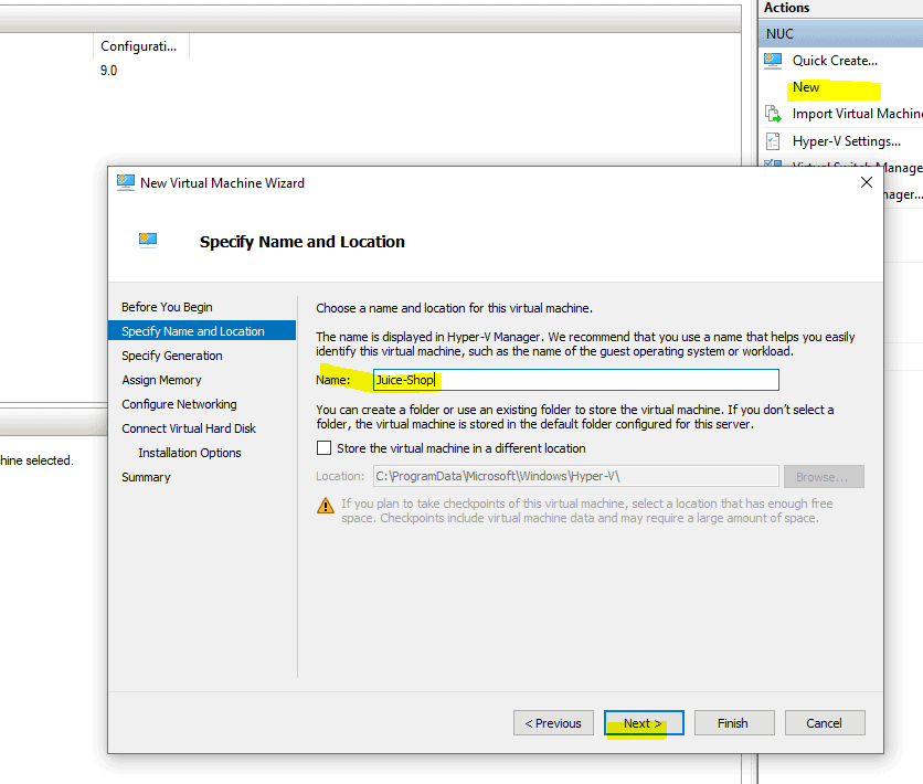 Install OWASP Juice Shop on HyperV