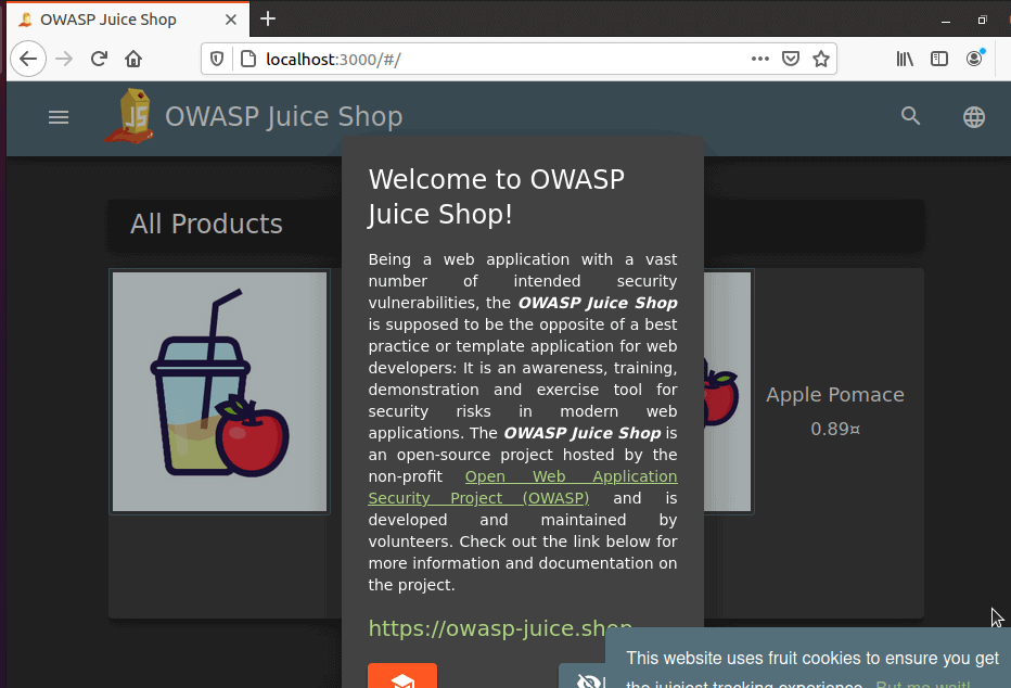 OWASP juice shop installed