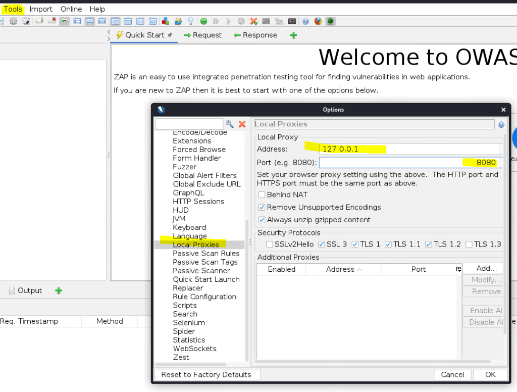 OWASP Zap with firefox