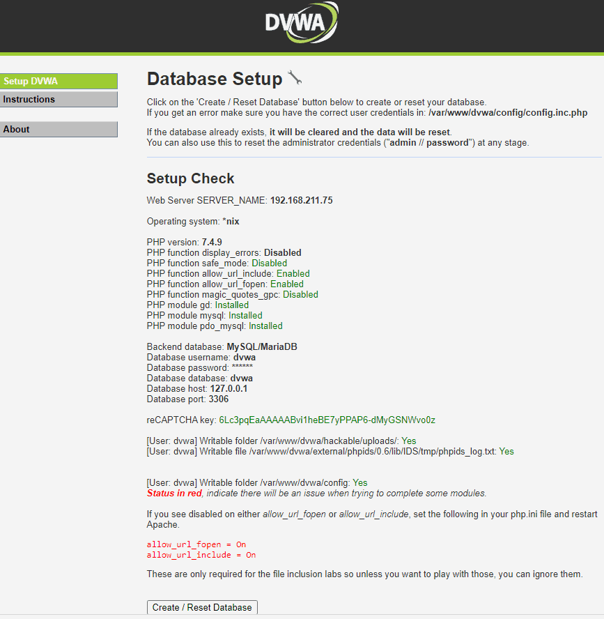 Install web DVWA