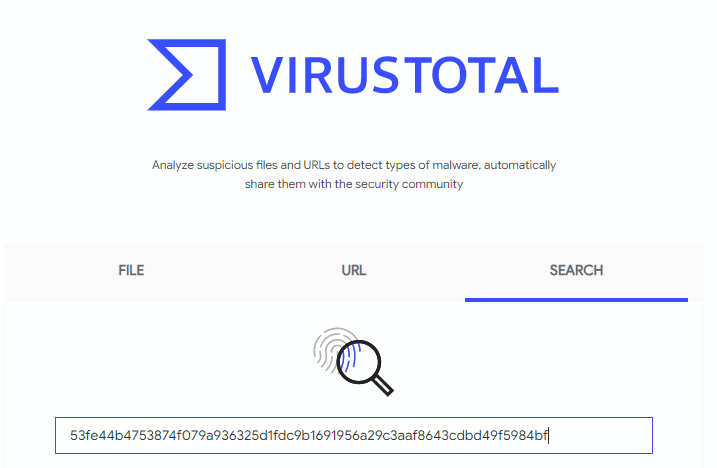 virus total hash search