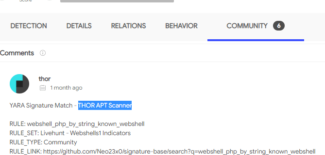 virus total has search results