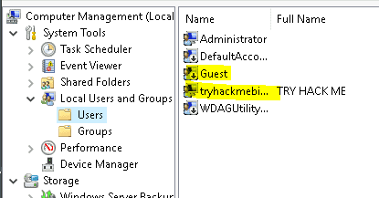 Computer management user accounts