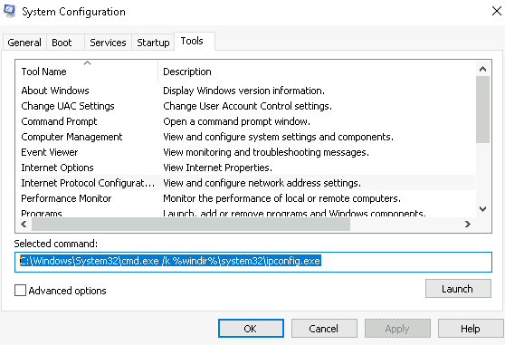 ipconfig