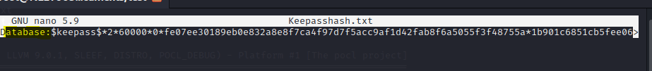 hash from keepass